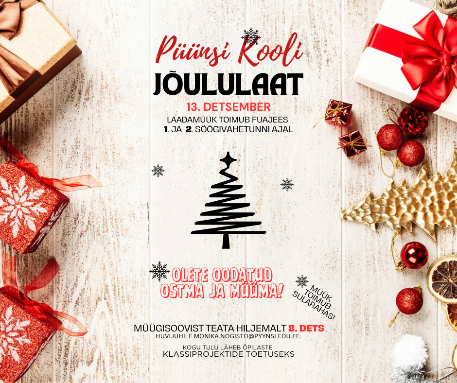 Püünsi Kooli heategevuslik jõululaat kooliperele ja kogukonnale